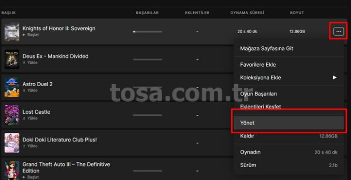 Başlangıç seçenekleri - Epic Games