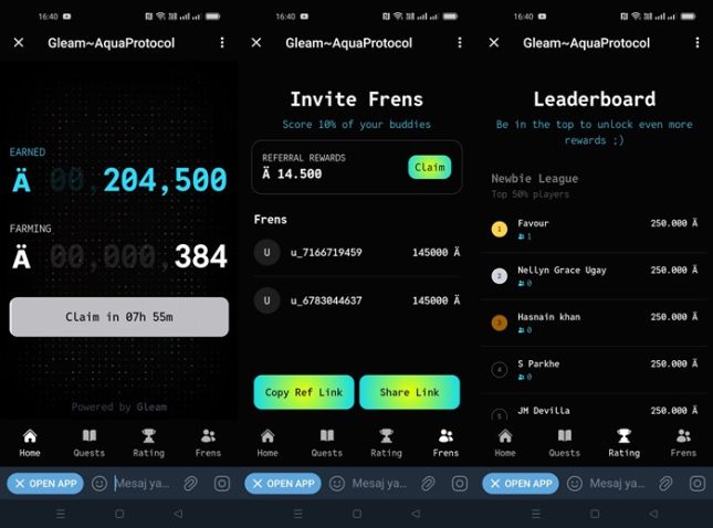Aqua Protocol Airdrop Projesi (Telegram Oyunu)