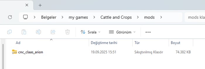 Cattle and Crops Mod Yükleme Rehberi - Mods klasörü
