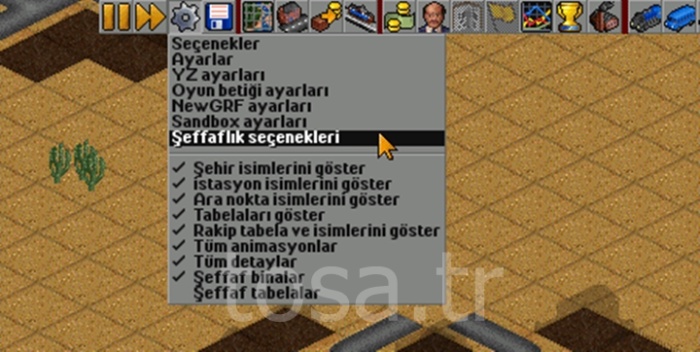 OpenTTD Şeffaflık Ayarları Paneli